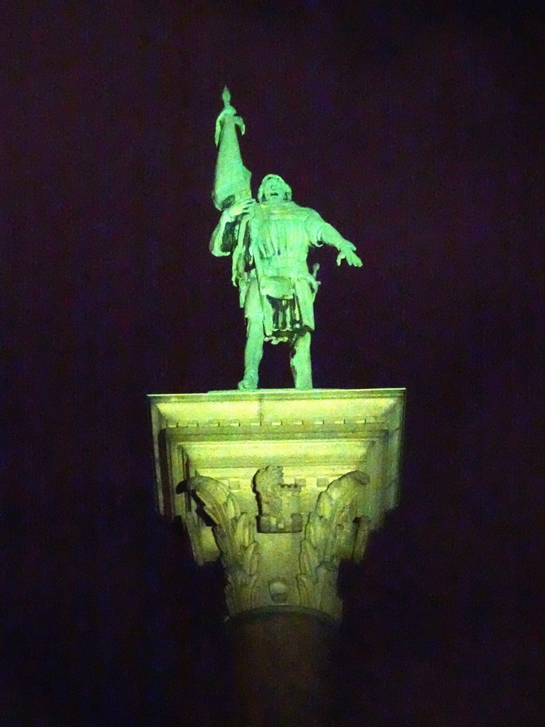 The Monument of Engelbrekt at the Stadshusparken park at the southeast side of the Stockholm City Hall, by night
