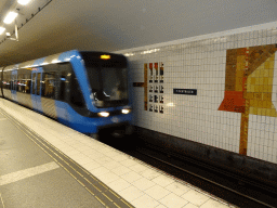 Subway train arriving at the T-Centralen subway station