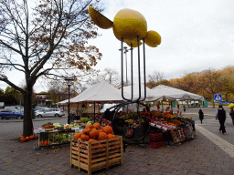 Market stalls at the Brommaplan bus station at the Bromma neighbourhood