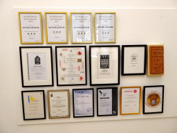 Awards won by the Nationalmuseum, in a hallway at the Ground Floor