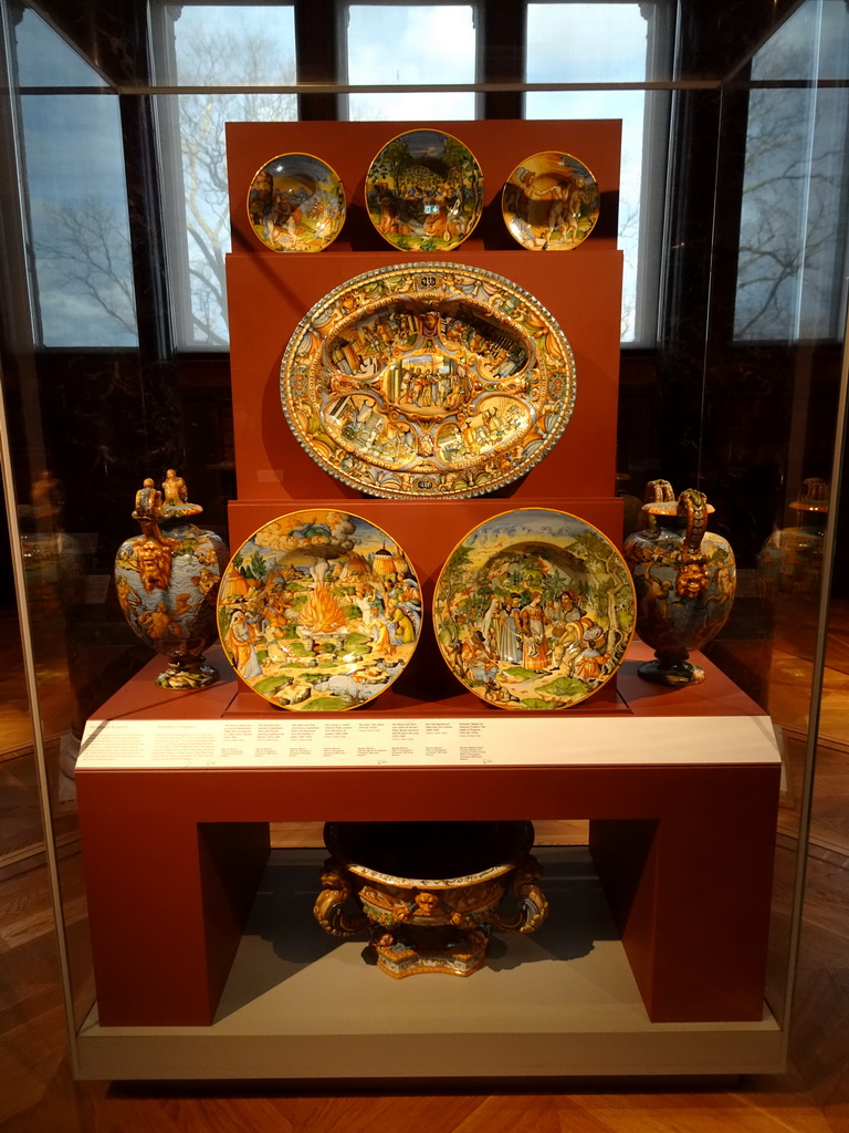 Vases and plates at the 16th Century exhibition at the Top Floor of the Nationalmuseum