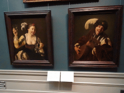 Paintings `Girl Holding a Glass` and `Boy Playing the Lute` by Hendrick Terbrugghen at the 17th Century exhibition at the Top Floor of the Nationalmuseum