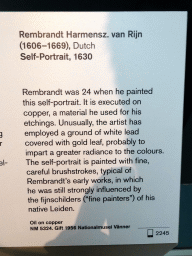 Explanation on the self-portrait by Rembrandt van Rijn at the 17th Century exhibition at the Top Floor of the Nationalmuseum