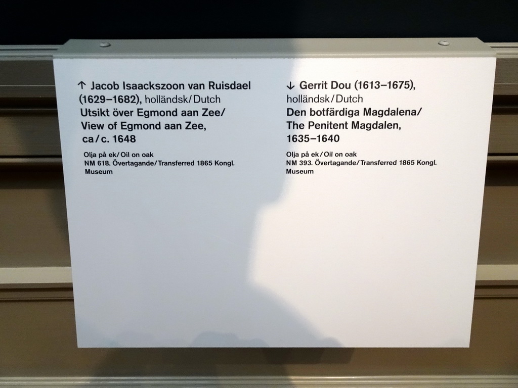 Explanation on the paintings `View of Egmond aan Zee` by Jacob Isaackszoon van Ruysdael and `The Penitent Magdalen` by Gerrit Dou at the 17th Century exhibition at the Top Floor of the Nationalmuseum