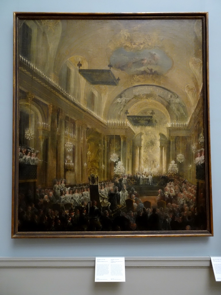 Painting `The Baptism of Karl Gustav, Duke of Småland` by Elias Martin at the 1770-1800 exhibition at the Top Floor of the Nationalmuseum, with explanation