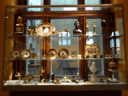 Busts, plates and other items at the 1800-1870 exhibition at the Middle Floor of the Nationalmuseum