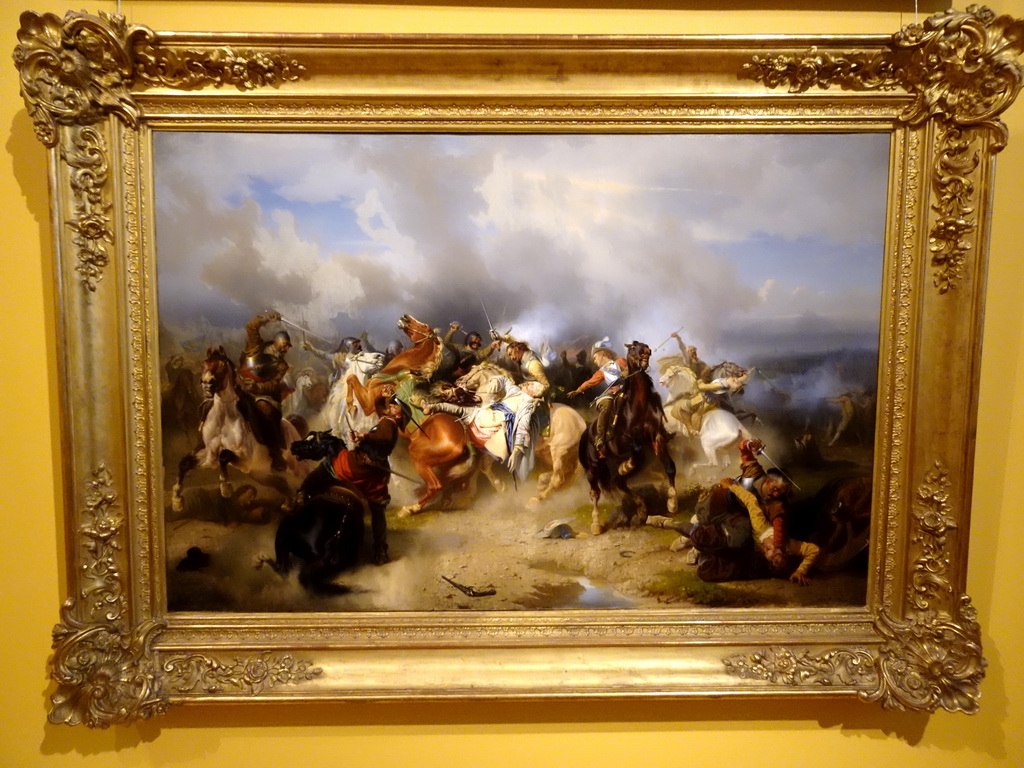 Painting `Death of King Gustav II Adolf of Sweden at the Battle of Lützen` by Carl Wahlbom at the 1800-1870 exhibition at the Middle Floor of the Nationalmuseum