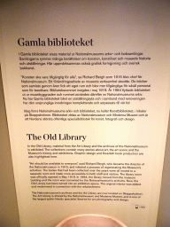 Information on the Old Library at the Middle Floor of the Nationalmuseum