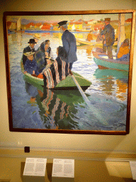 Painting `Church-Goers in a Boat` by Carl Wilhelmson at the Turn of the 20th Century exhibition at the Middle Floor of the Nationalmuseum, with explanation