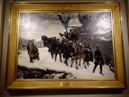 Painting `Karl XII`s Likfärd` by Gustaf Cederström at the Turn of the 20th Century exhibition at the Middle Floor of the Nationalmuseum, with explanation