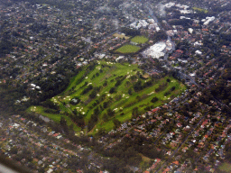 Pymble Golf Club and the Mona Vale Road, viewed from the airplane from Cairns