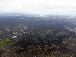 Pymble Golf Club, the Mona Vale Road, the Garigal National Park and the coastline, viewed from the airplane from Cairns