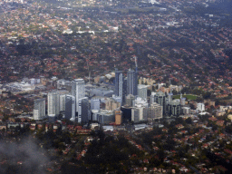 The Chatswood business district, viewed from the airplane from Cairns