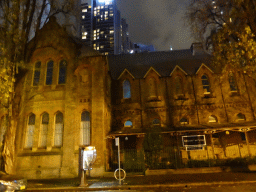 Front of the Flying Angel Seafarers Centre at Sussex street, by night