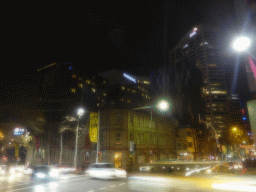 Buildings at the crossing of Bathurst Street and Sussex street, by night
