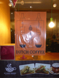 Poster on Dutch Coffee at the My Sweet Memory Cafe at Bathurst Street, by night