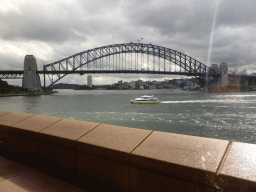Boat in the Sydney Cove and the Sydney Harbour Bridge, viewed from the upper back side of the Sydney Opera House