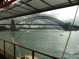 Boats in the Sydney Cove and the Sydney Harbour Bridge, viewed from the Northern Foyer of the Concert Hall at the Sydney Opera House