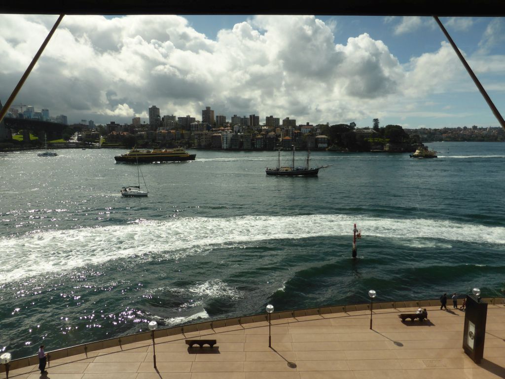 Boats in the Sydney Harbour and the Mattawunga neighbourhood, viewed from the Northern Foyer of the Concert Hall at the Sydney Opera House