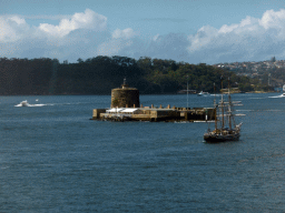 Boats in the Sydney Harbour and Fort Denison, viewed from the Northern Foyer of the Concert Hall at the Sydney Opera House