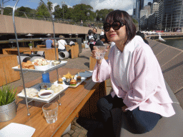 Miaomiao having lunch at the Opera Kitchen restaurant at the Lower Concourse of the Sydney Opera House