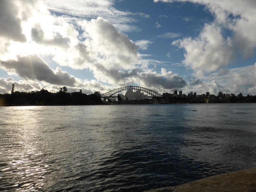 The Sydney Harbour, the Sydney Opera House and the Sydney Harbour Bridge, viewed from the central eastern part of the Royal Botanic Gardens