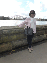 Miaomiao at the central eastern part of the Royal Botanic Gardens, with a view on the Sydney Harbour, the Sydney Opera House and the Sydney Harbour Bridge