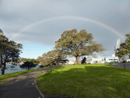 Rainbow over Mrs Macquarie`s Point at the Royal Botanic Gardens