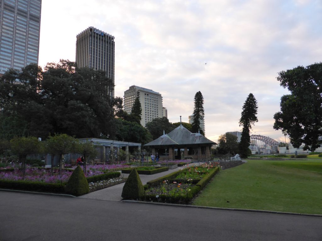 The Palace Rose Garden at the Royal Botanic Gardens and the Sydney Harbour Bridge
