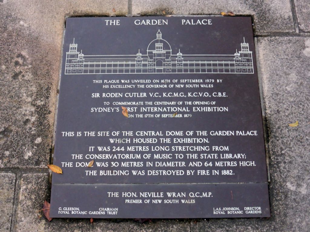 Information on the Garden Palace at the Royal Botanic Gardens
