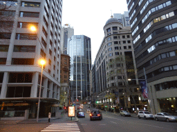 Buildings at Bridge Street, at sunset