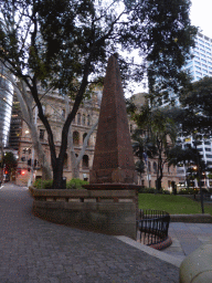 The Macquarie Obelisk at Macquarie Place, at sunset