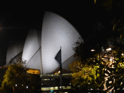 The Sydney Opera House, viewed from the Circular Quay Wharf, by night