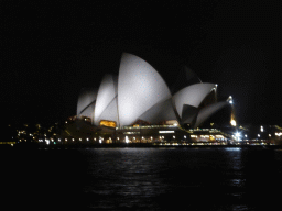 The Sydney Cove and the Sydney Opera House, viewed from the Circular Quay Wharf, by night