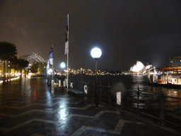The Circular Quay Wharf, the Sydney Cove, the Sydney Harbour Bridge and the Sydney Opera House, by night