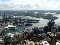 Darling Harbour, Pyrmont Bay, the Pyrmont Bridge over the Cockle Bay and the Australian National Maritime Museum, viewed from the Sydney Tower