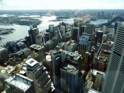 The MLC Centre and other skyscrapers in the city center, Darling Harbour, Mort Bay, Snails Bay, Goat Island, Berrys Bay and Balls Head Bay, viewed from the Sydney Tower