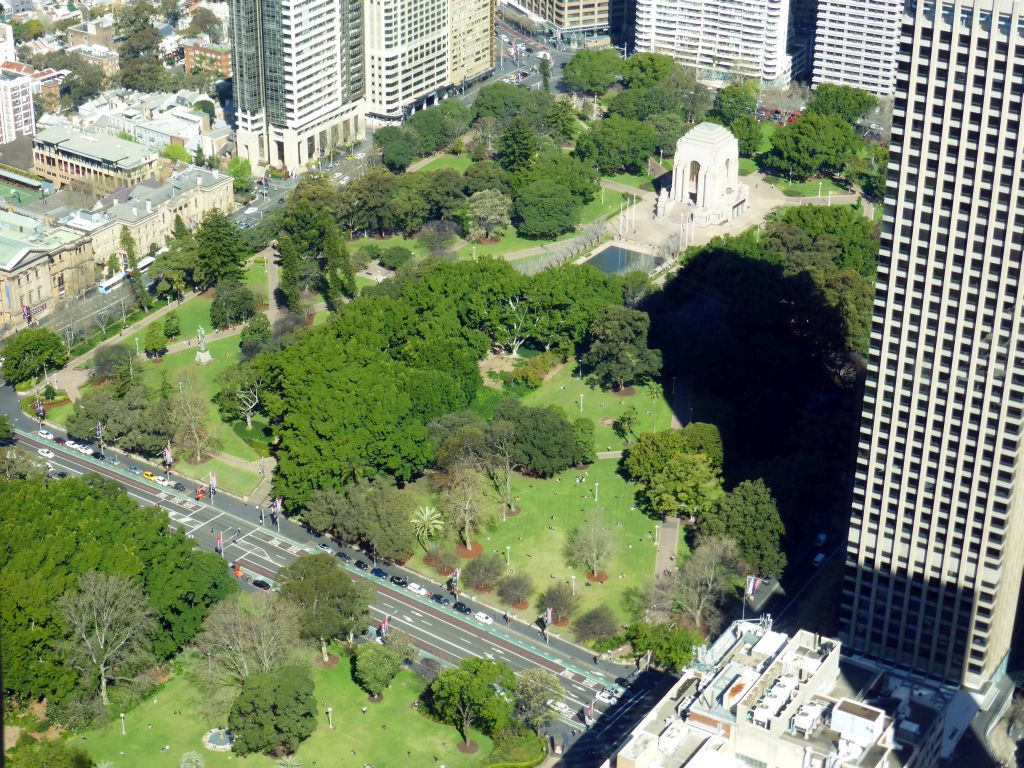 Hyde Park with the ANZAC War Memorial, viewed from the Sydney Tower