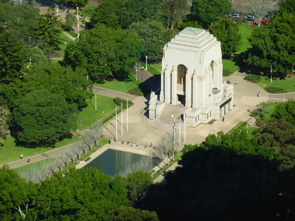 The ANZAC War Memorial at Hyde Park, viewed from the Sydney Tower