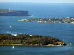 The Sydney Harbour, the Bradley`s Head headland, Port Jackson, the South Head headland and the North Head headland, viewed from the Sydney Tower