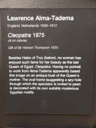 Explanation on the painting `Cleopatra` by Lawrence Alma-Tadema, at the Ground Floor of the Art Gallery of New South Wales
