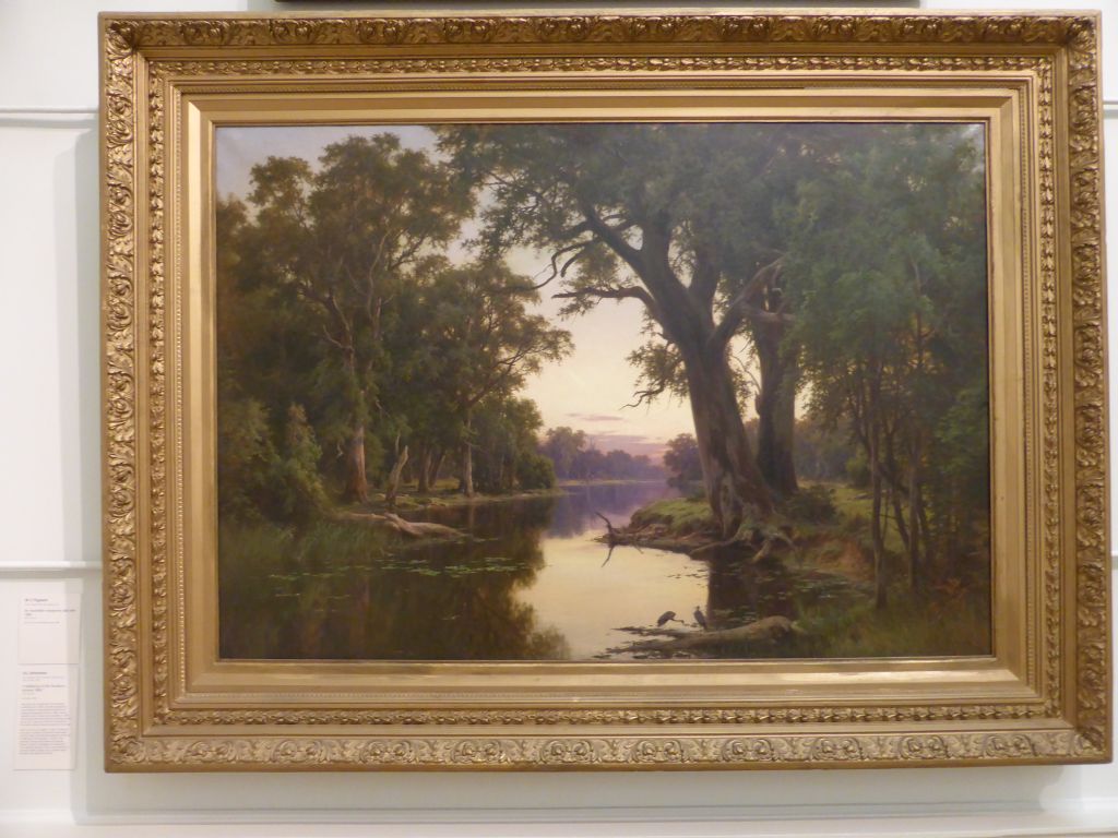 Painting `A billabong of the Goulburn, Victoria` by Henry James Johnstone, at the Ground Floor of the Art Gallery of New South Wales, with explanation