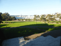 The Domain park, the Finger Wharf and Garden Island, viewed from the Ground Floor of the Art Gallery of New South Wales