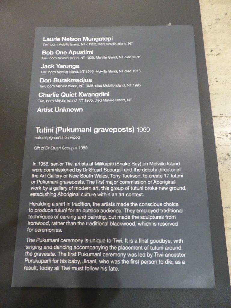 Explanation on the Tutini (Pukumani graveposts) at the Ground Floor of the Art Gallery of New South Wales