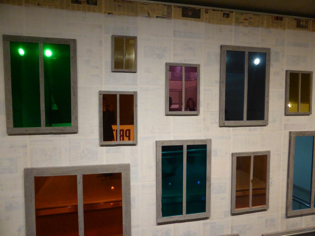 Coloured windows at the staircase from the Ground Floor to the Ground Floor of the Art Gallery of New South Wales