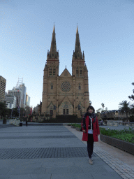 Miaomiao in front of St. Mary`s Cathedral at Cathedral Square