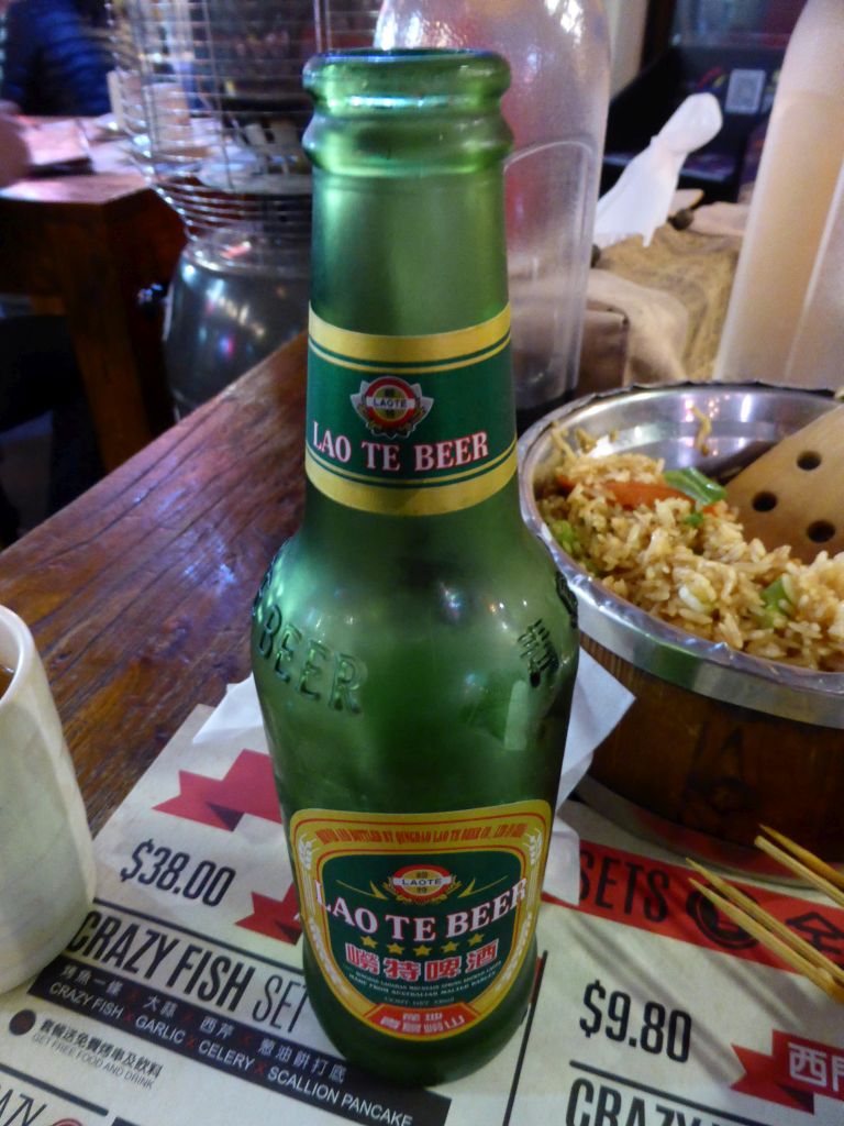 Lao Te beer at the Crazy Wings restaurant at Dixon Street