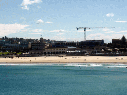 Hotel Bondi, the Bondi Pavilion and Bondi Beach, viewed from the Ray O`Keefe Reserve