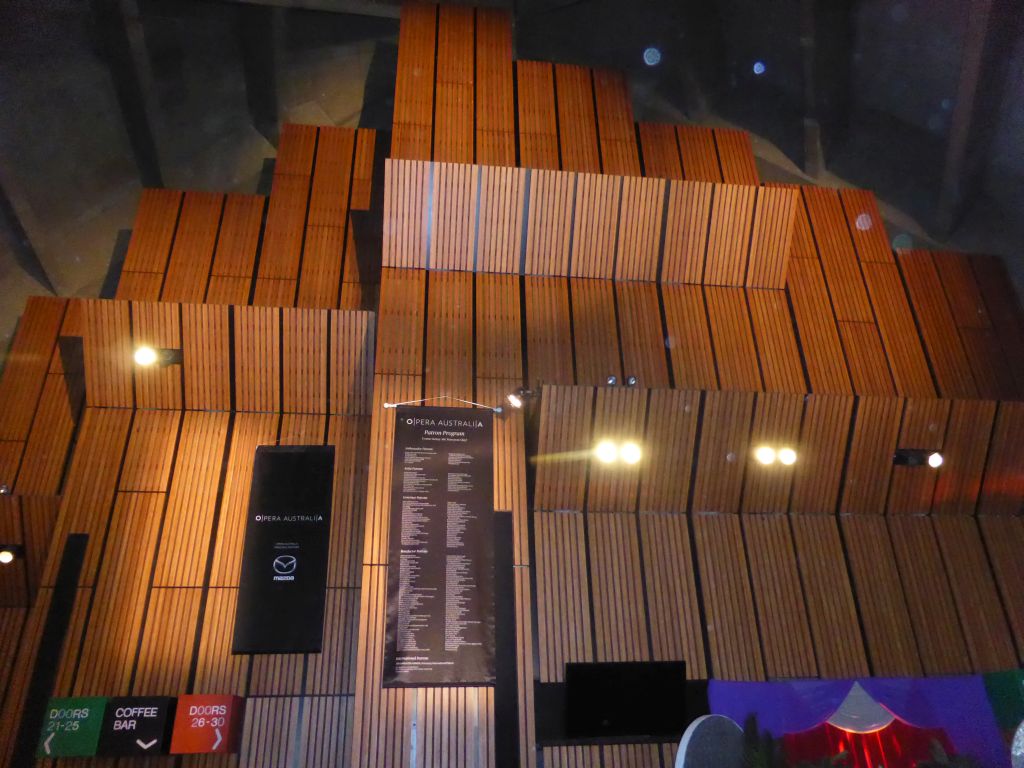 Wall in the Lobby of the Joan Sutherland Theatre at the Sydney Opera House, just before the musical `The King and I` by Rodgers and Hammerstein