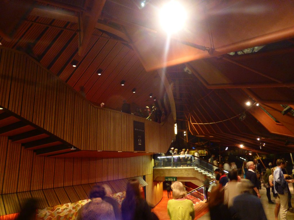 Northern Foyer of the Joan Sutherland Theatre at the Sydney Opera House, during the halftime break of the musical `The King and I` by Rodgers and Hammerstein